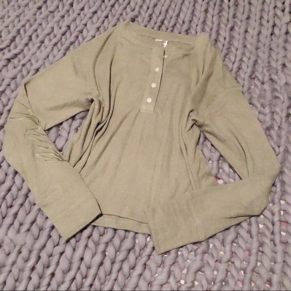 PINK Victoria's Secret Tops - SOLD: VS PINK Olive Henley Long Sleeve